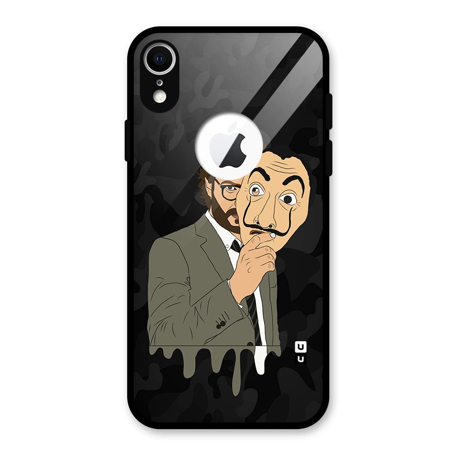 Professor Art Camouflage Glass Back Case for iPhone XR Logo Cut