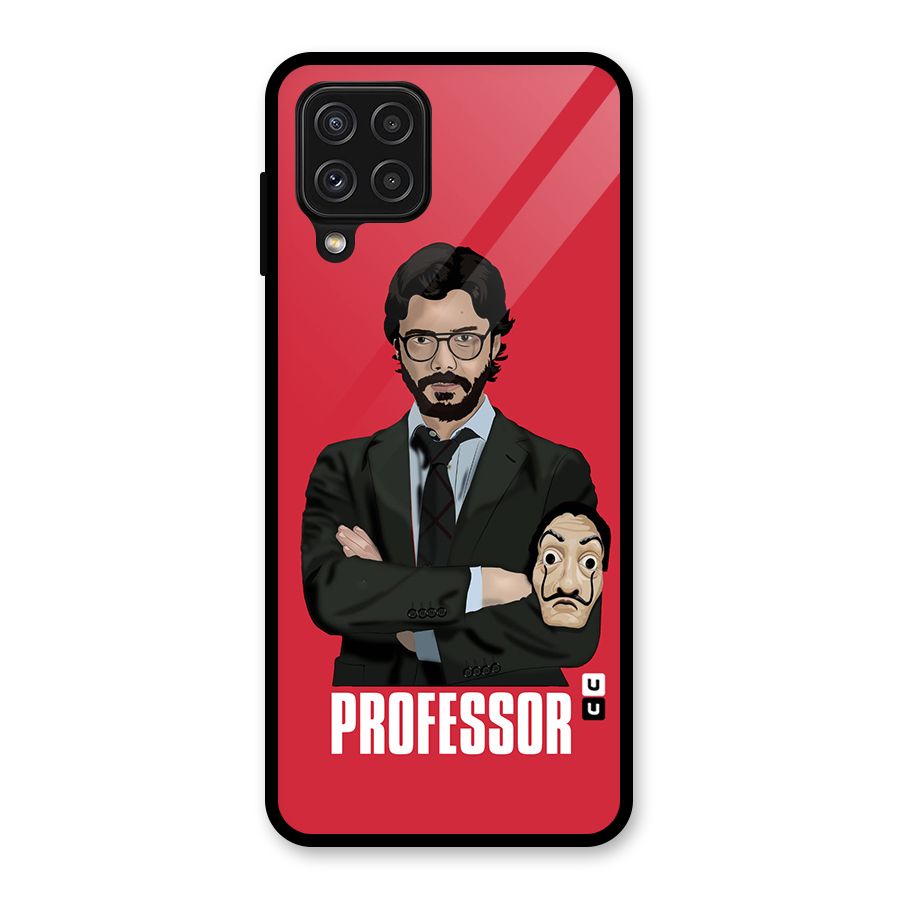 Professor Art Illustration Glass Back Case for Galaxy A22 4G