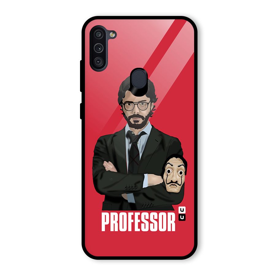 Professor Art Illustration Glass Back Case for Galaxy M11