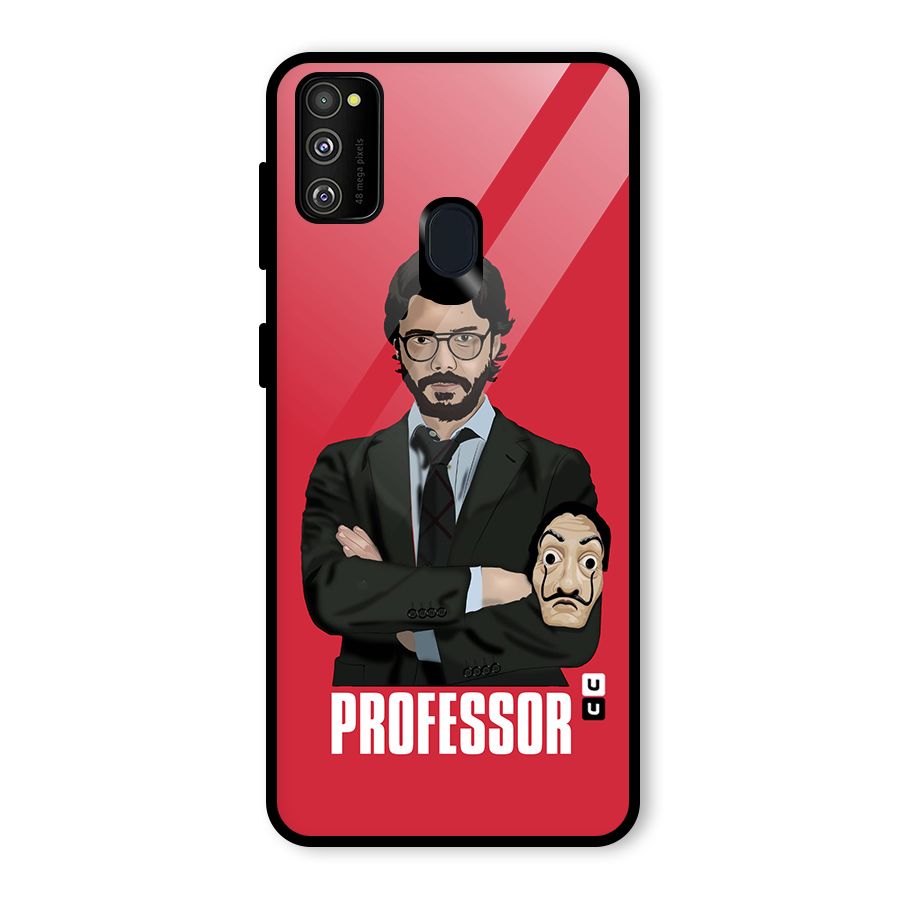 Professor Art Illustration Glass Back Case for Galaxy M30s