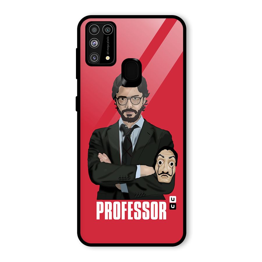Professor Art Illustration Glass Back Case for Galaxy M31