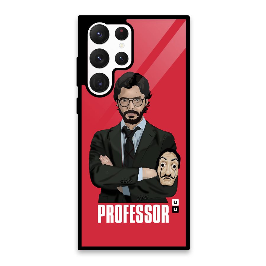 Professor Art Illustration Glass Back Case for Galaxy S22 Ultra 5G