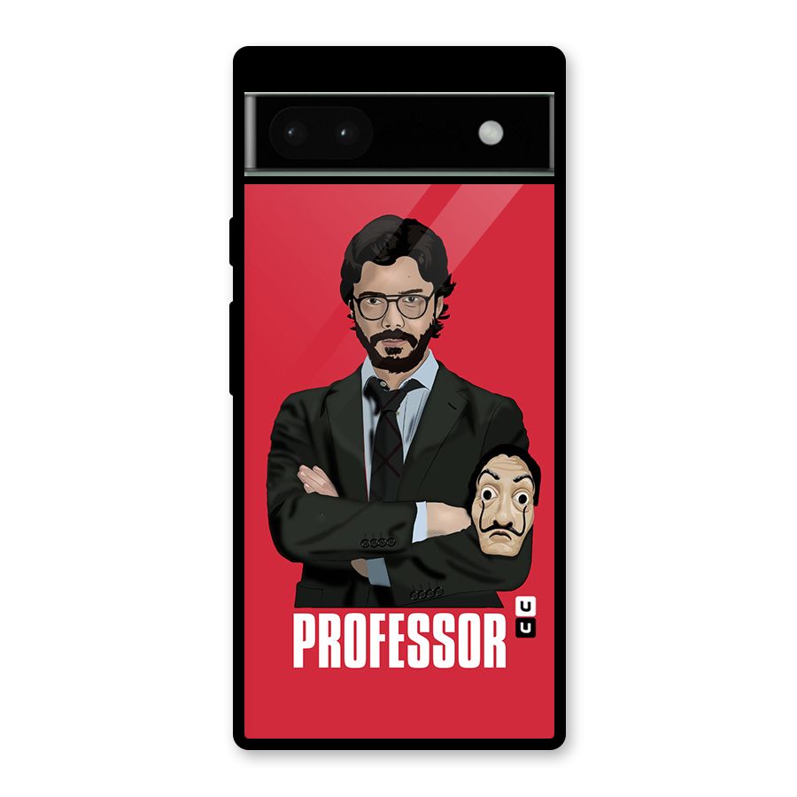 Professor Art Illustration Glass Back Case for Google Pixel 6a