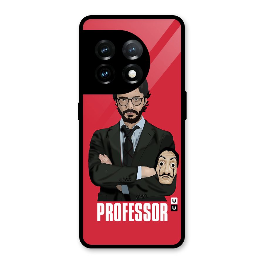Professor Art Illustration Glass Back Case for OnePlus 11