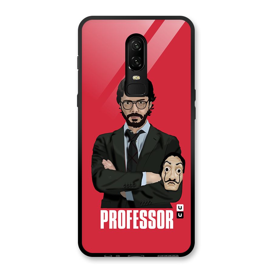 Professor Art Illustration Glass Back Case for OnePlus 6