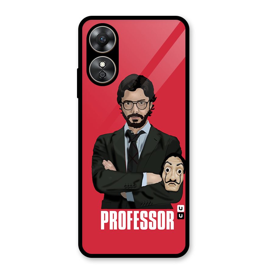 Professor Art Illustration Glass Back Case for Oppo A17
