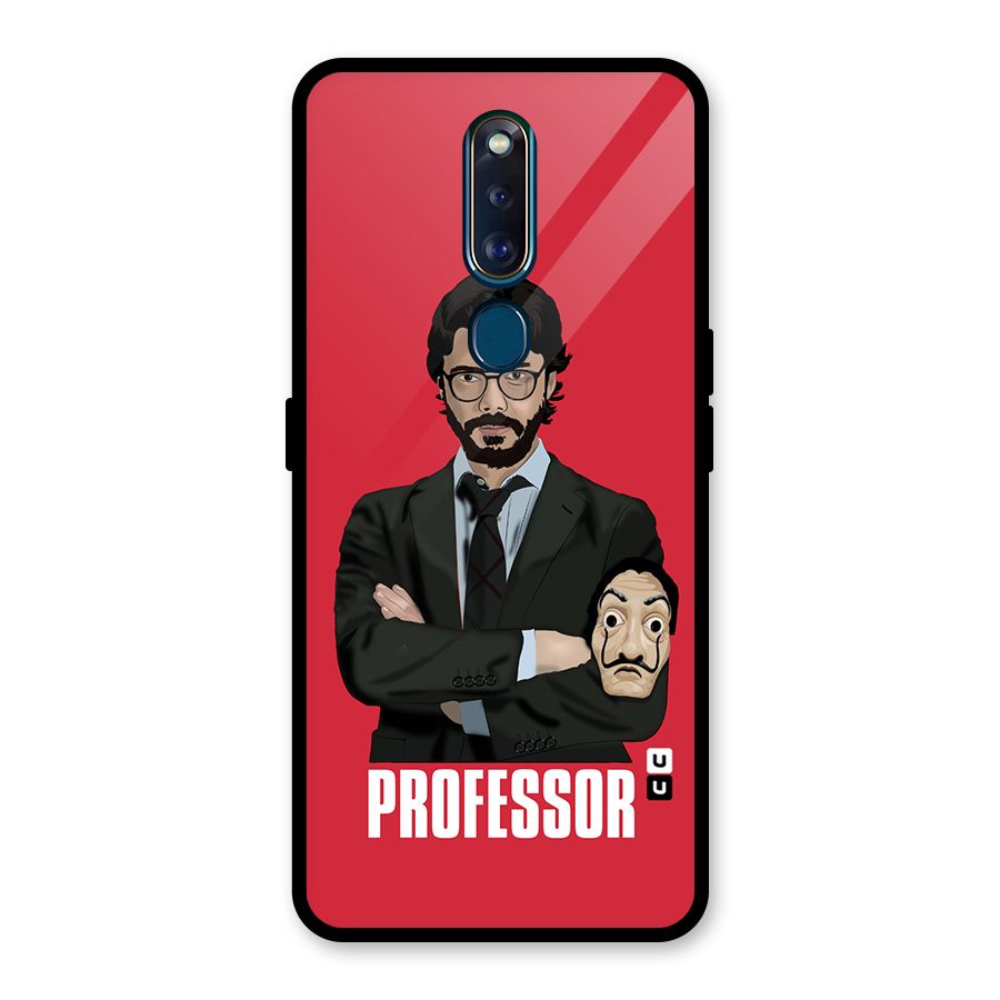 Professor Art Illustration Glass Back Case for Oppo F11 Pro