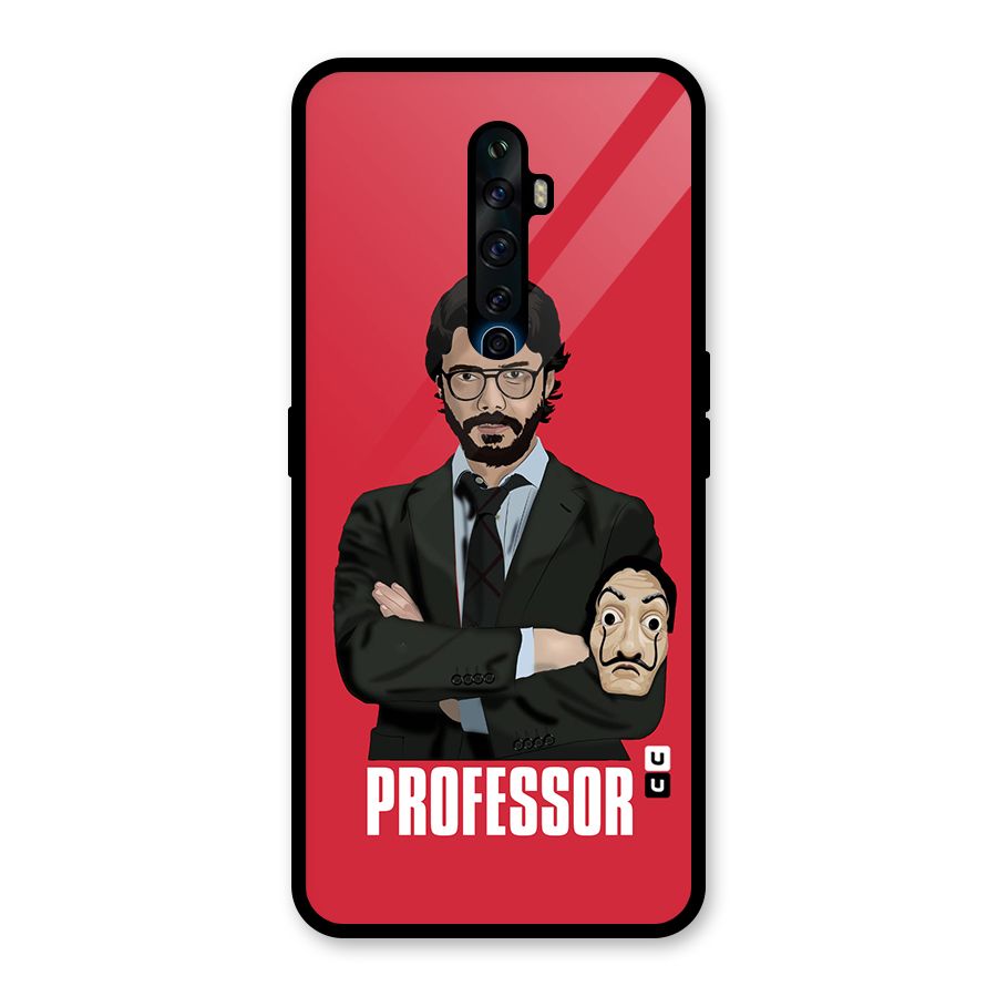 Professor Art Illustration Glass Back Case for Oppo Reno2 F