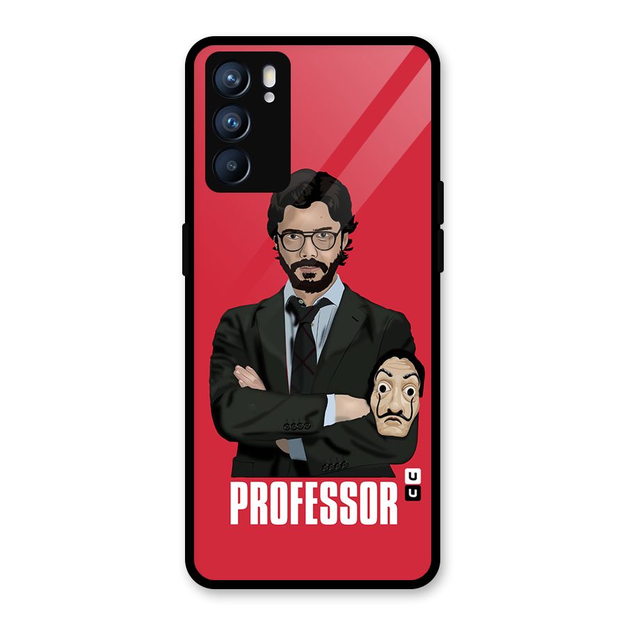 Professor Art Illustration Glass Back Case for Oppo Reno6 5G