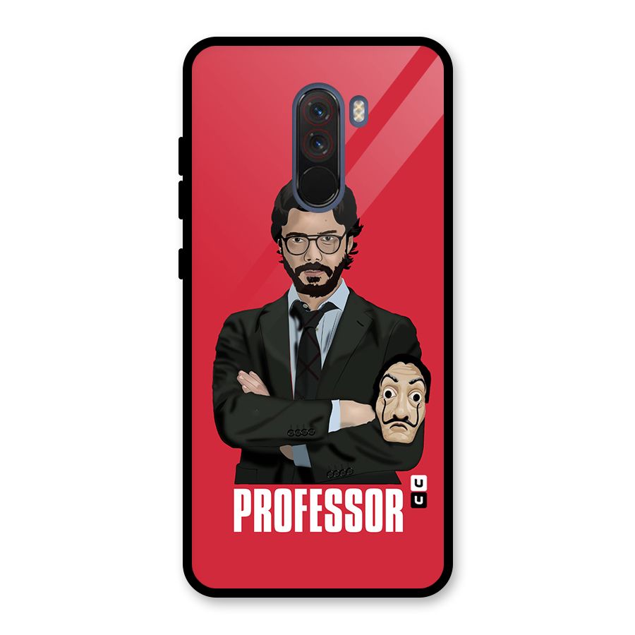 Professor Art Illustration Glass Back Case for Poco F1