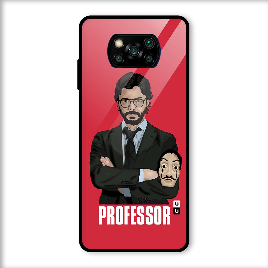 Professor Art Illustration Glass Back Case for Poco X3