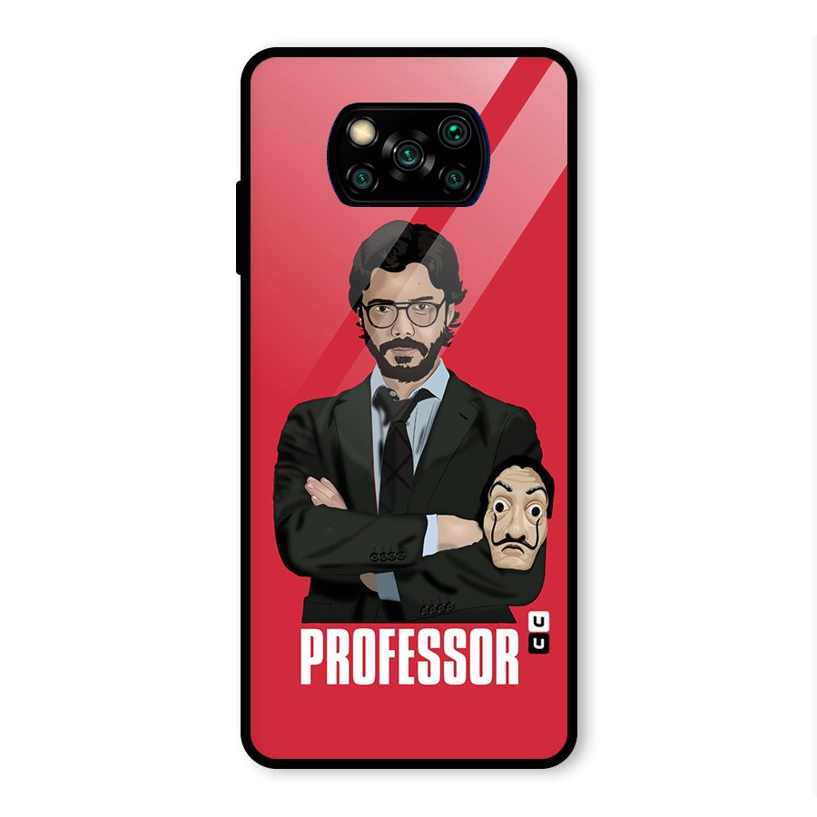 Professor Art Illustration Glass Back Case for Poco X3 Pro