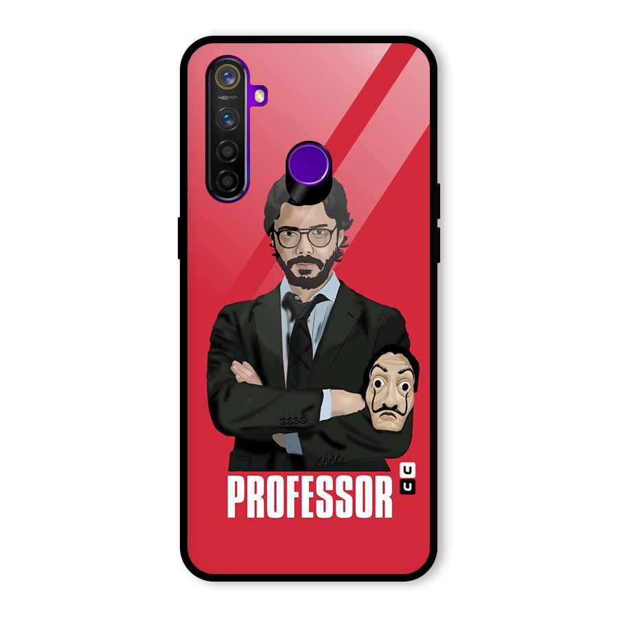 Professor Art Illustration Glass Back Case for Realme 5 Pro