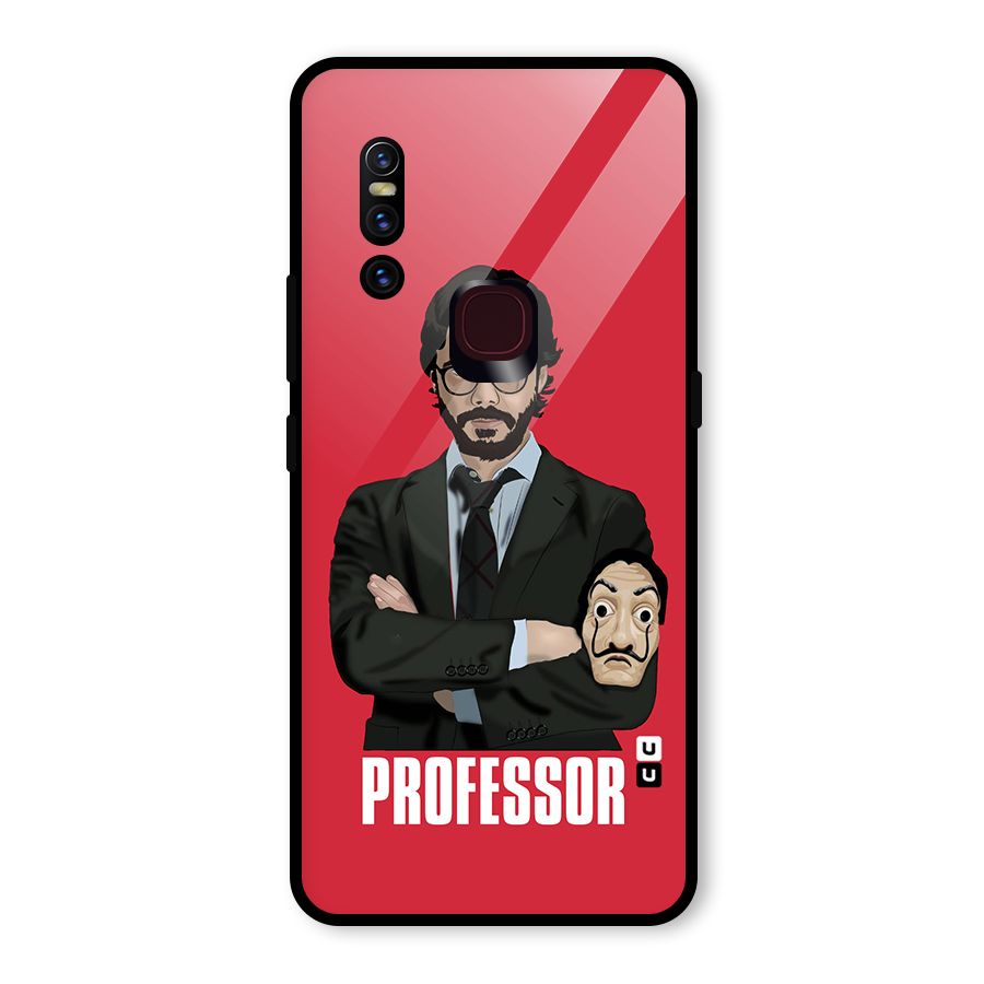 Professor Art Illustration Glass Back Case for Vivo V15