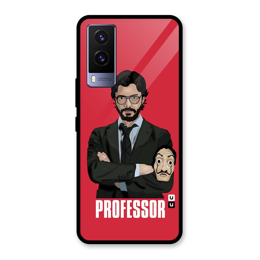 Professor Art Illustration Glass Back Case for Vivo V21e 5G