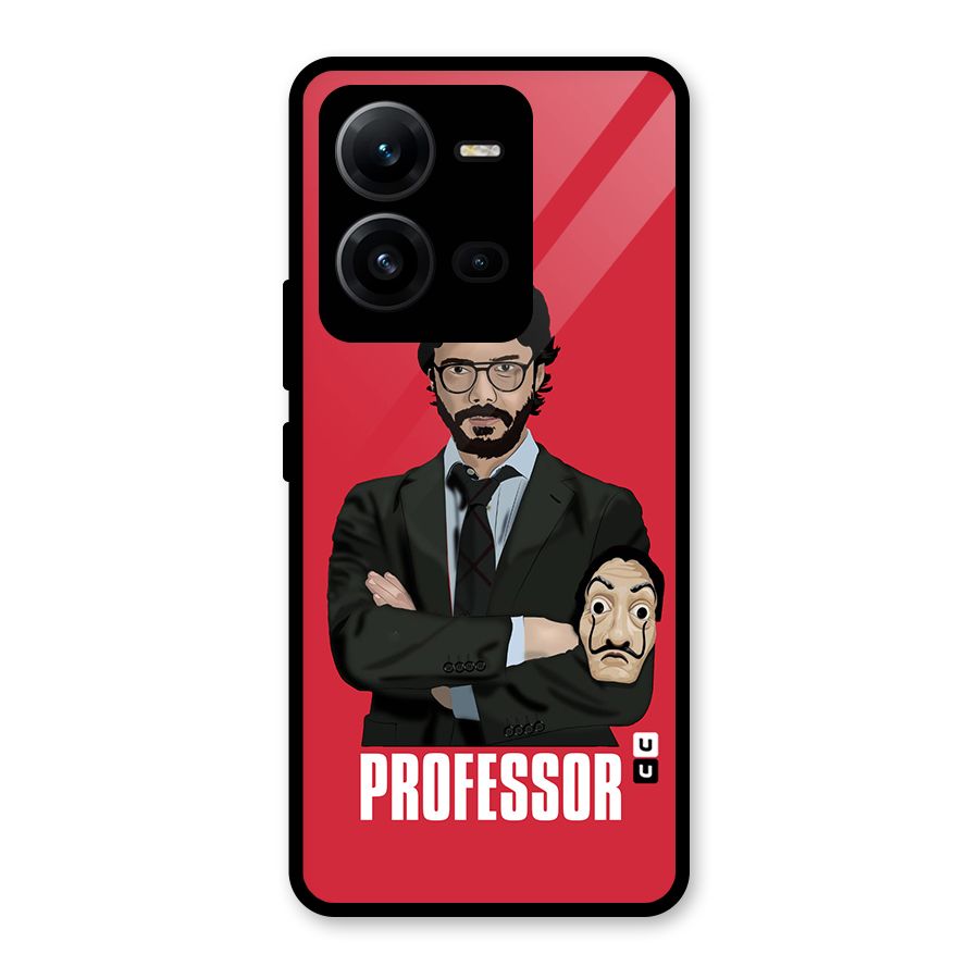 Professor Art Illustration Glass Back Case for Vivo V25