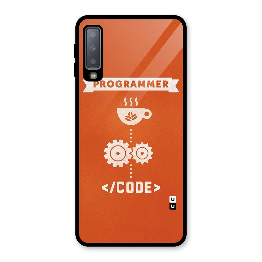 Programmer Coffee Code Glass Back Case for Galaxy A7 (2018)