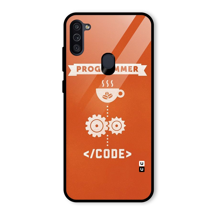 Programmer Coffee Code Glass Back Case for Galaxy M11