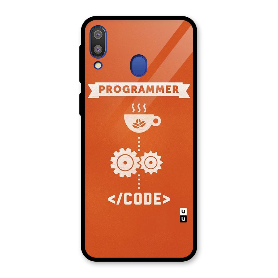 Programmer Coffee Code Glass Back Case for Galaxy M20