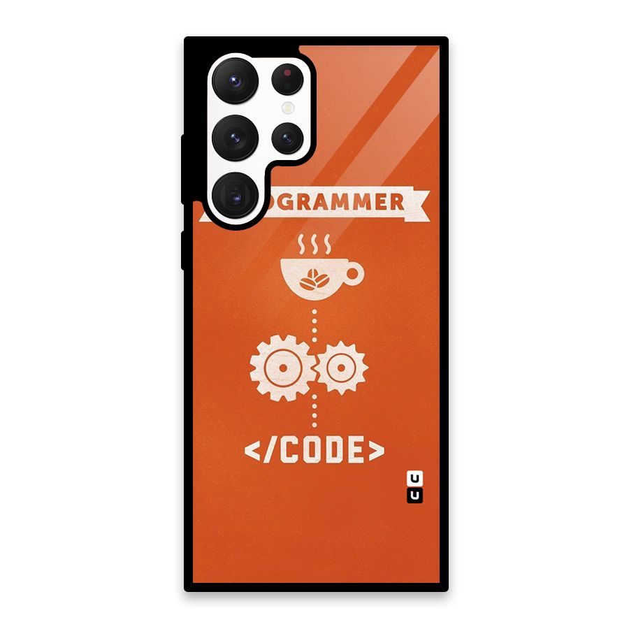 Programmer Coffee Code Glass Back Case for Galaxy S22 Ultra 5G