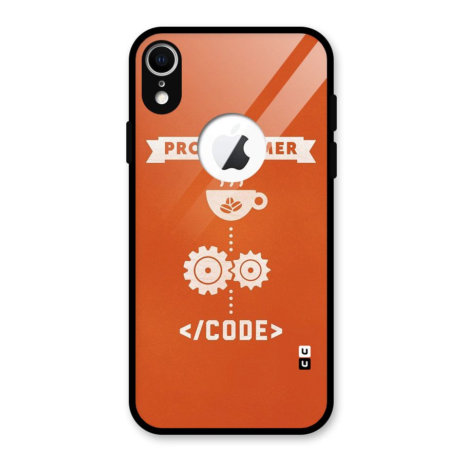 Programmer Coffee Code Glass Back Case for iPhone XR Logo Cut