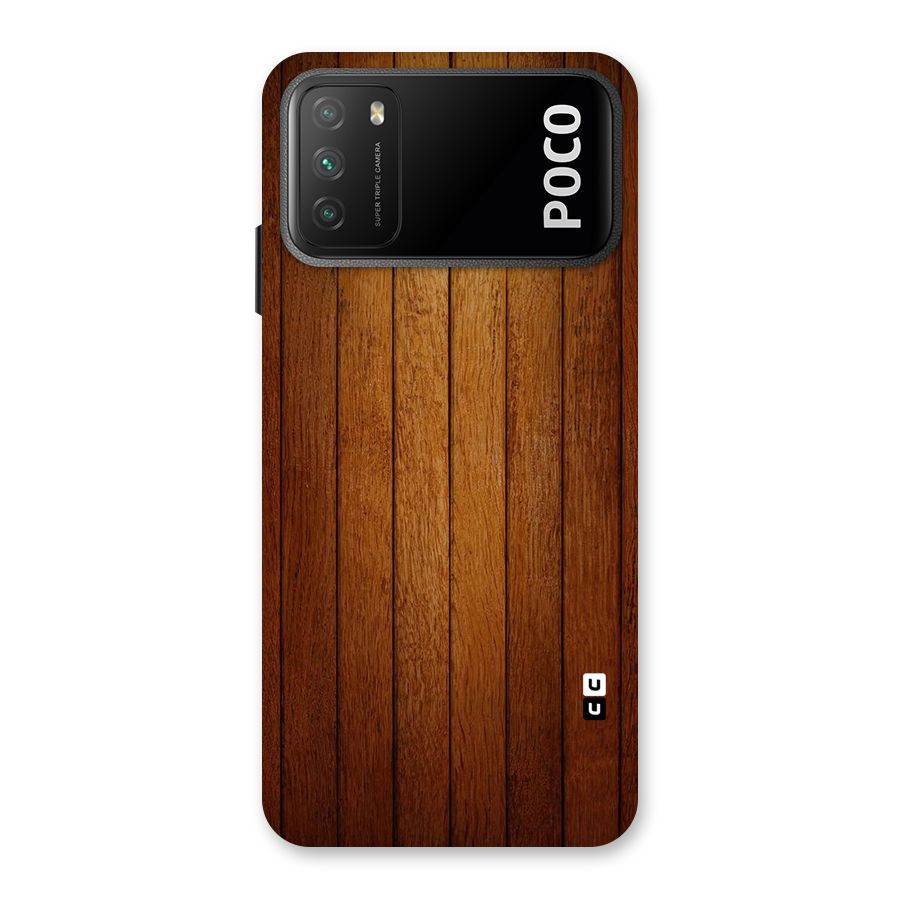 Proper Brown Wood Back Case for Poco M3