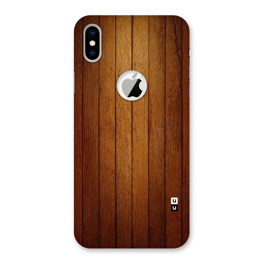 Proper Brown Wood Back Case for iPhone XS Logo Cut