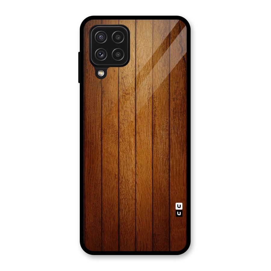 Proper Brown Wood Glass Back Case for Galaxy A22 4G
