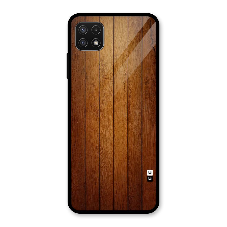 Proper Brown Wood Glass Back Case for Galaxy A22 5G