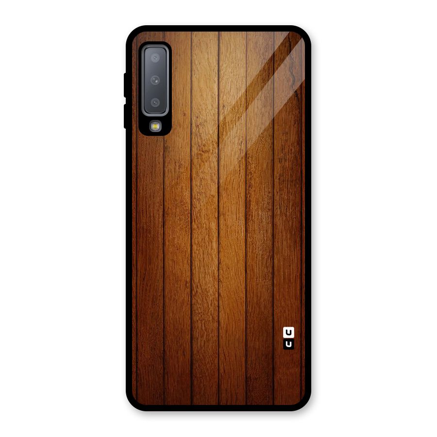 Proper Brown Wood Glass Back Case for Galaxy A7 (2018)