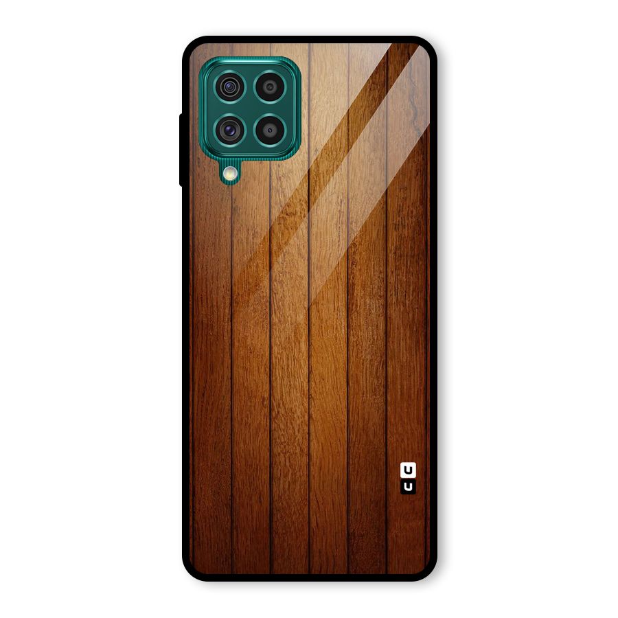 Proper Brown Wood Glass Back Case for Galaxy F62