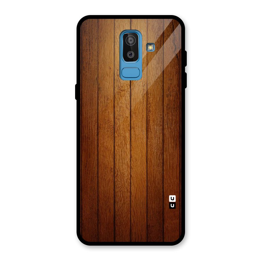 Proper Brown Wood Glass Back Case for Galaxy J8