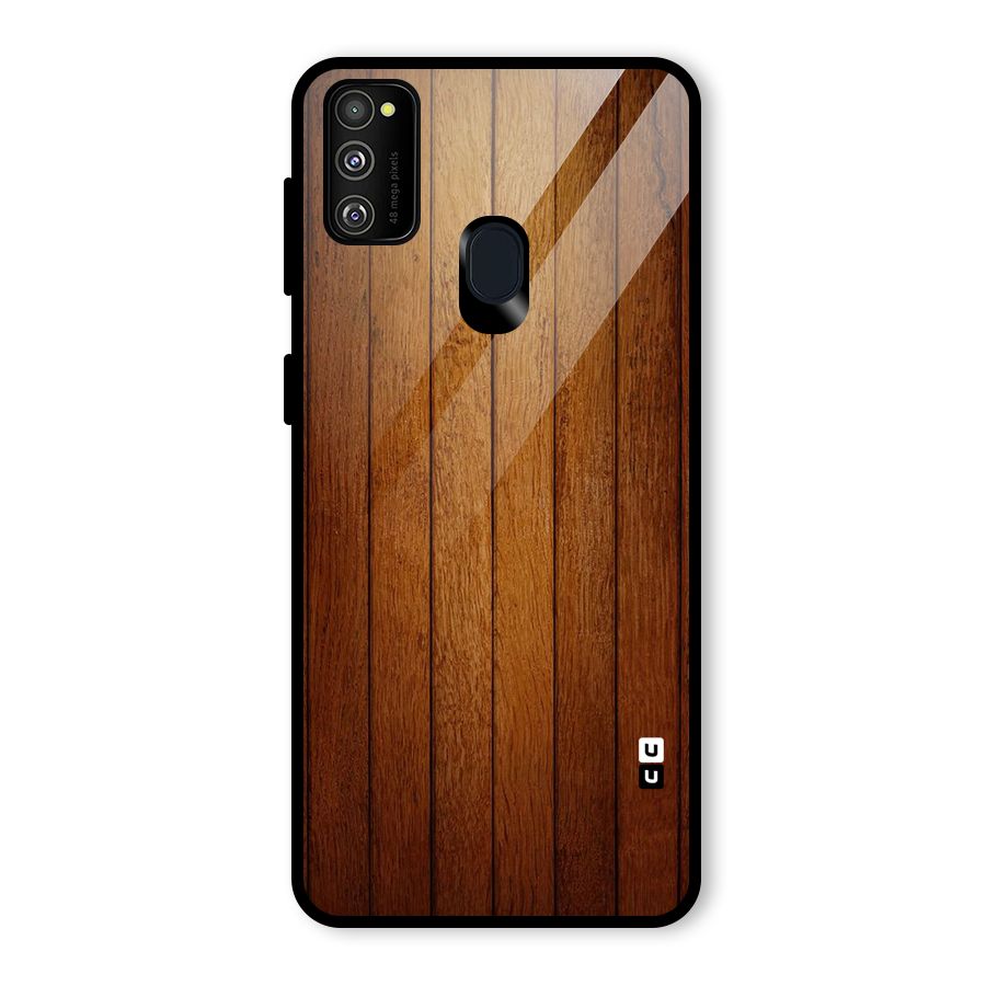 Proper Brown Wood Glass Back Case for Galaxy M30s
