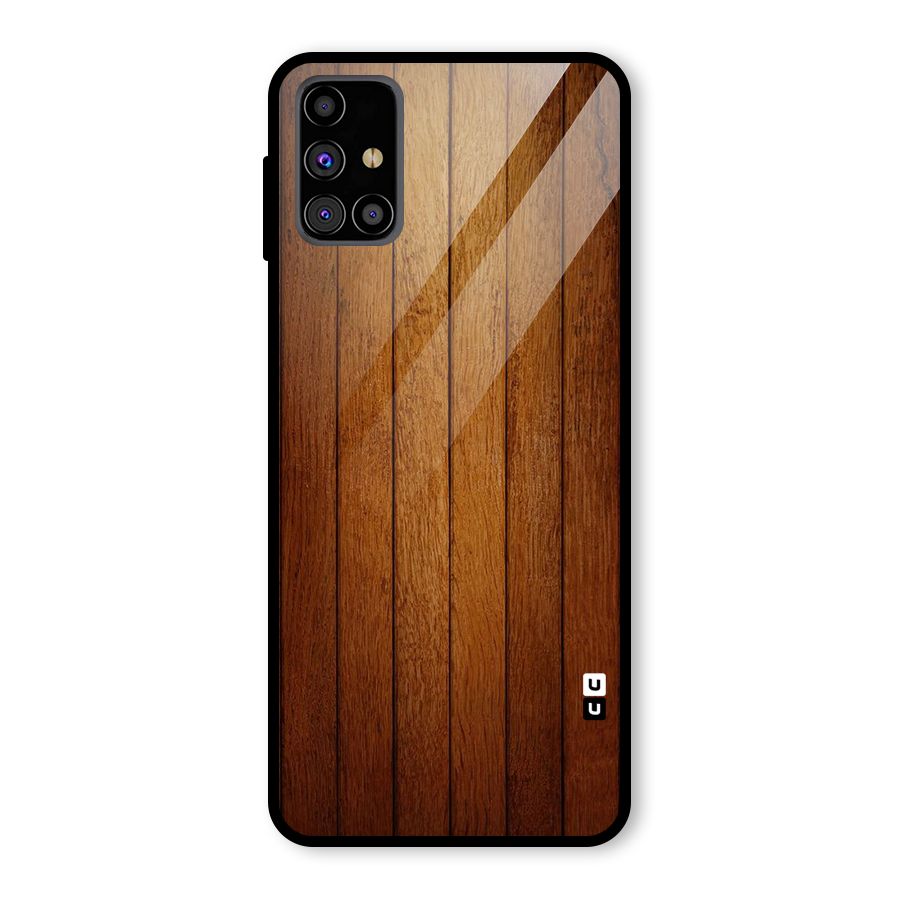 Proper Brown Wood Glass Back Case for Galaxy M31s