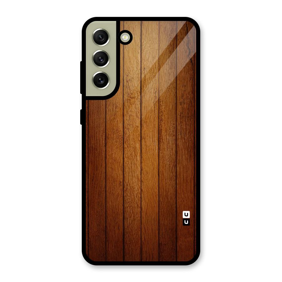 Proper Brown Wood Glass Back Case for Galaxy S21 FE 5G