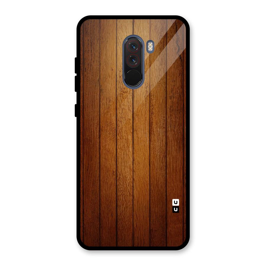 Proper Brown Wood Glass Back Case for Poco F1