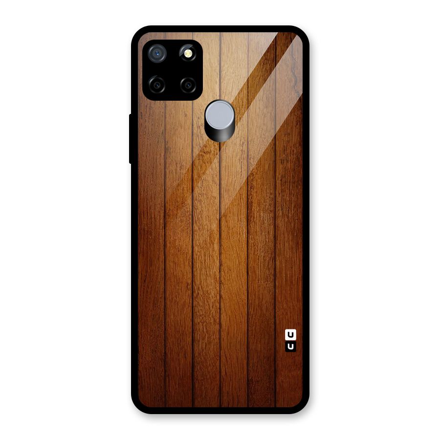 Proper Brown Wood Glass Back Case for Realme C12
