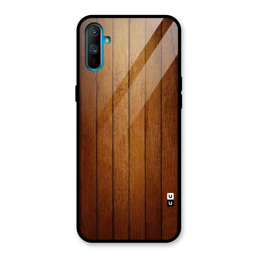 Proper Brown Wood Glass Back Case for Realme C3