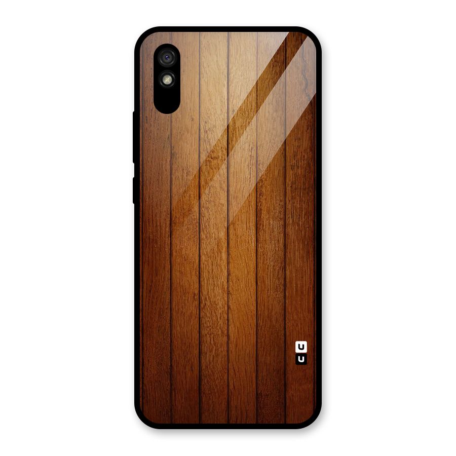 Proper Brown Wood Glass Back Case for Redmi 9i