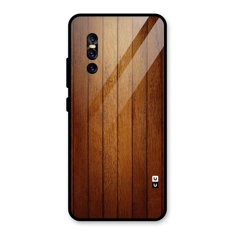 Proper Brown Wood Glass Back Case for Vivo V15 Pro