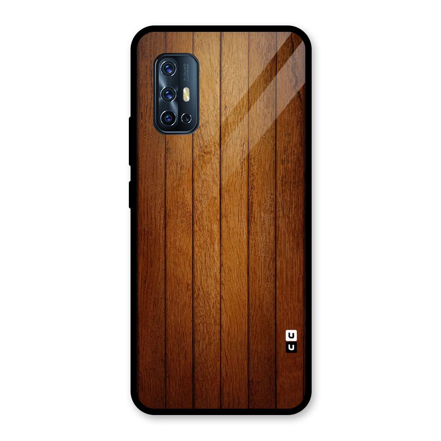 Proper Brown Wood Glass Back Case for Vivo V17