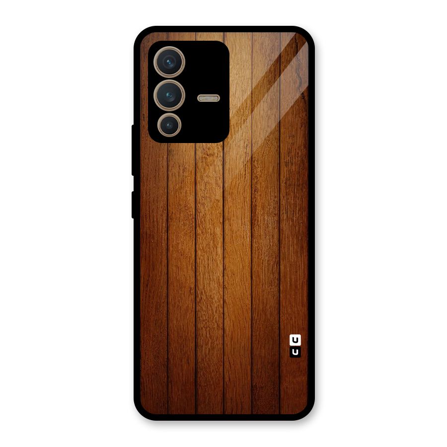 Proper Brown Wood Glass Back Case for Vivo V23 5G
