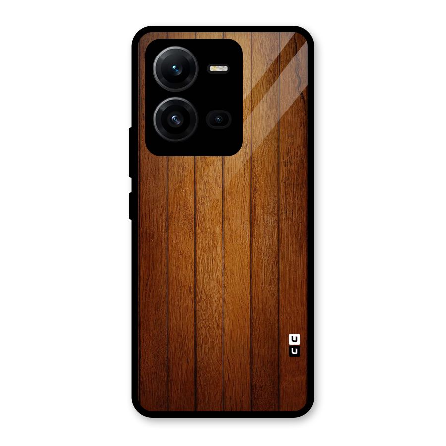 Proper Brown Wood Glass Back Case for Vivo V25