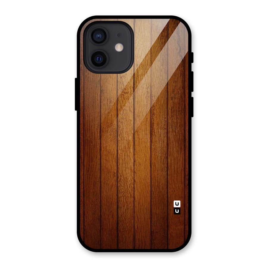 Proper Brown Wood Glass Back Case for iPhone 12