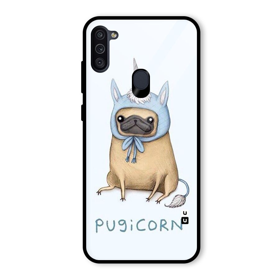 Pugicorn Glass Back Case for Galaxy M11