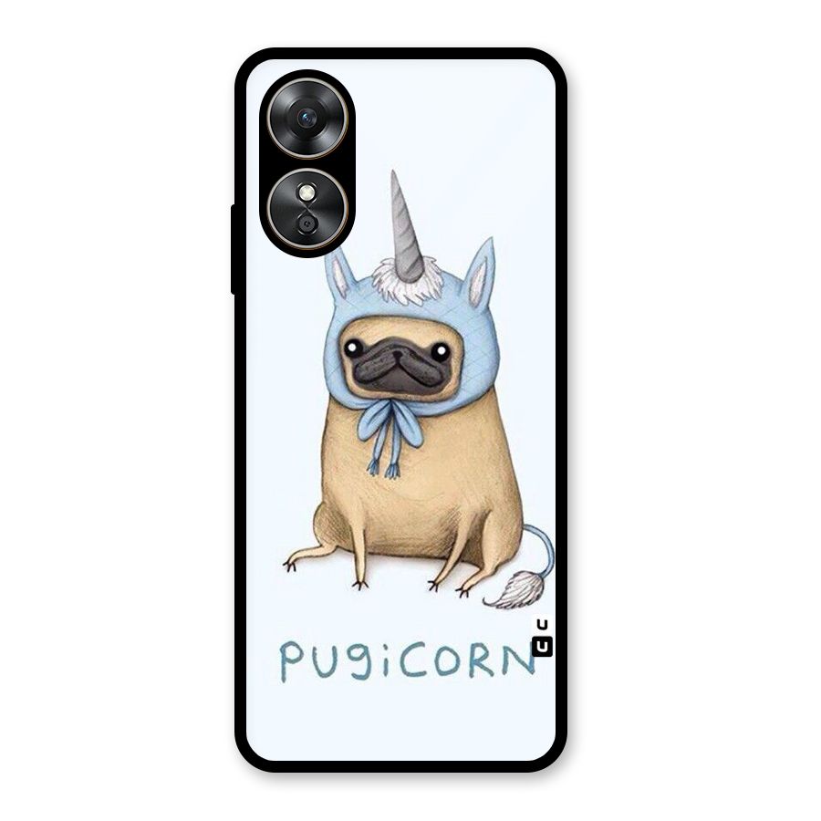 Pugicorn Glass Back Case for Oppo A17