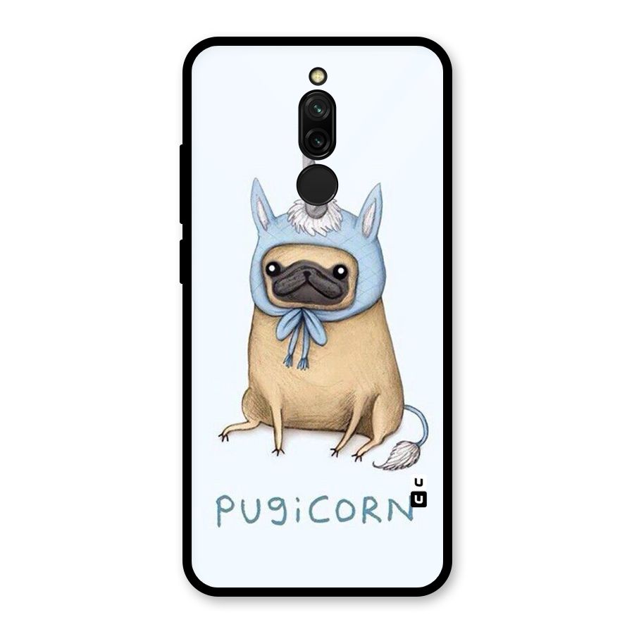 Pugicorn Glass Back Case for Redmi 8