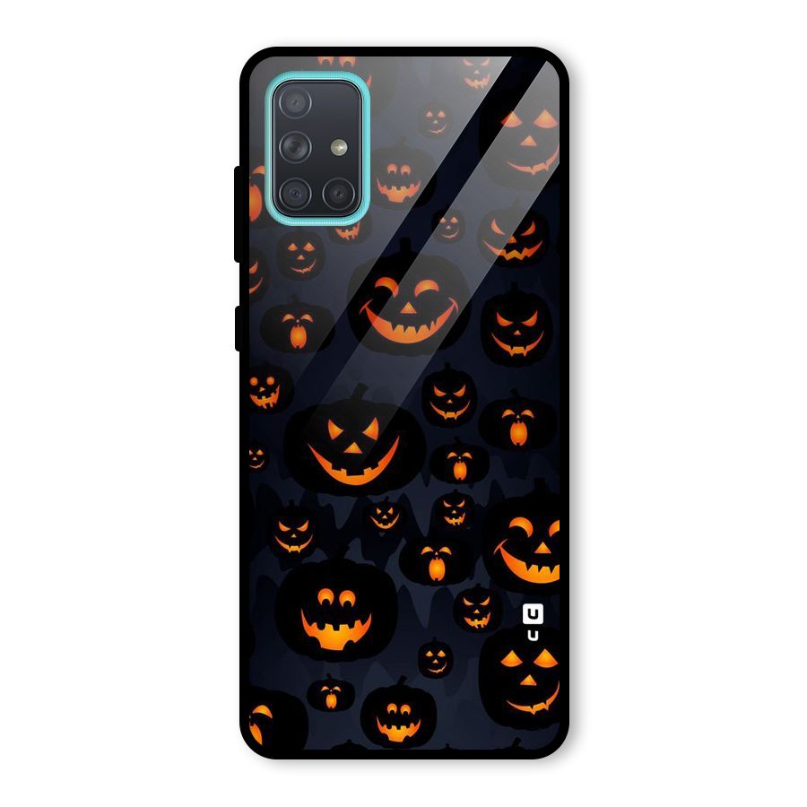 Pumpkin Smile Pattern Glass Back Case for Galaxy A71