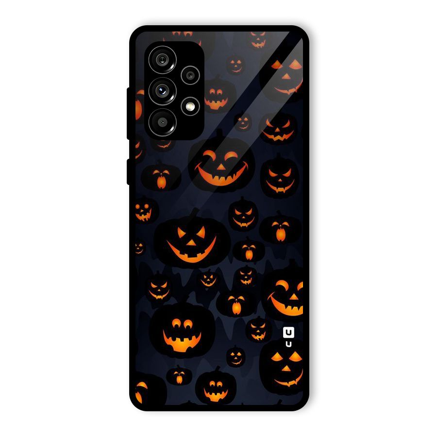 Pumpkin Smile Pattern Glass Back Case for Galaxy A73 5G
