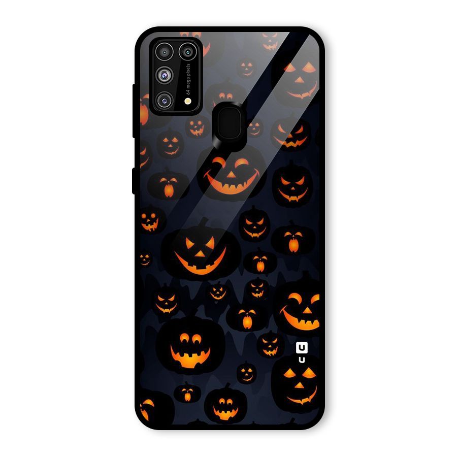 Pumpkin Smile Pattern Glass Back Case for Galaxy F41